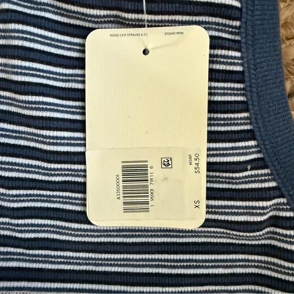 NEW Levi’s XS Blue & White Striped Sleeveless Racerback Dress 90s - Picture 4 of 7